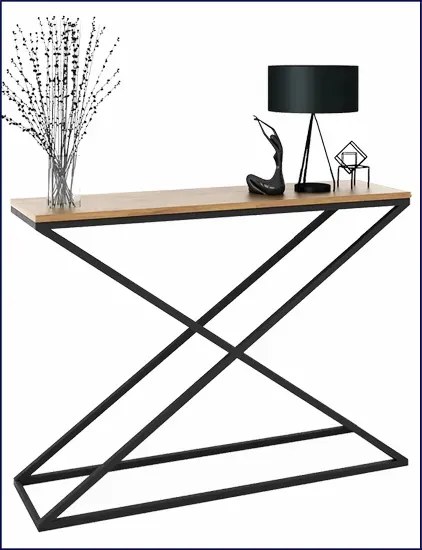 Konsola w stylu loft czarny + dąb lancelot - Logan 4X