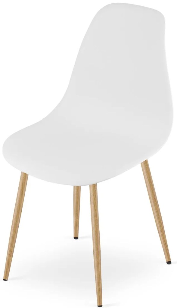 Zestaw jadalniany 1 + 4, stół RAMOD biały/dekor dąb + krzesła OSAKA białe