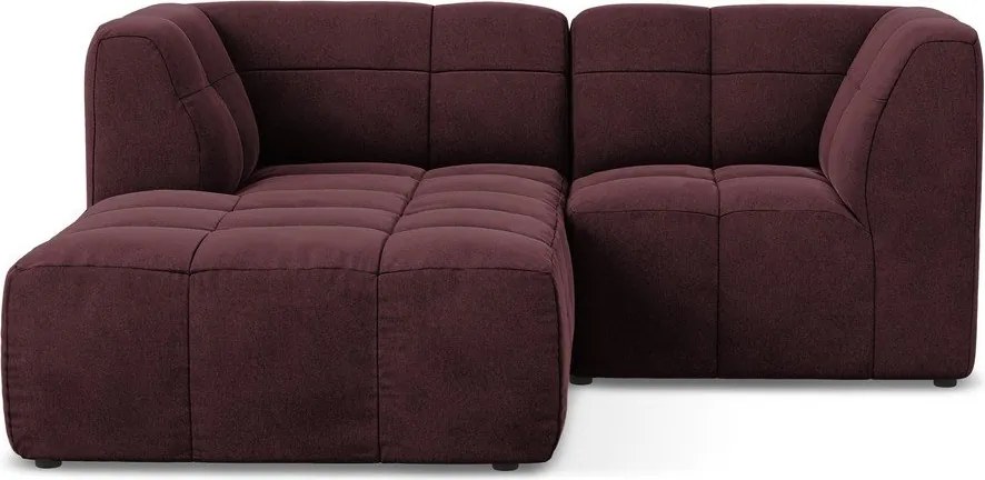 Bordowy aksamitny narożnik (lewostronny/z szezlongiem) Aloha – Makamii