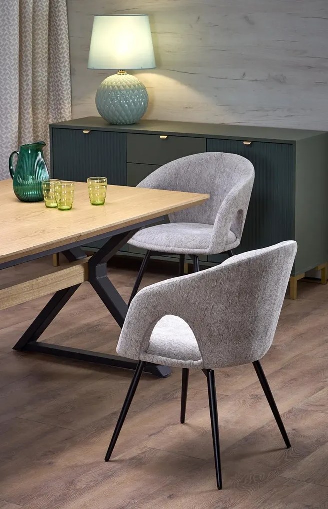 Stół rozkładany HENRY 180(300)x100 dąb naturalny/czarny HALMAR