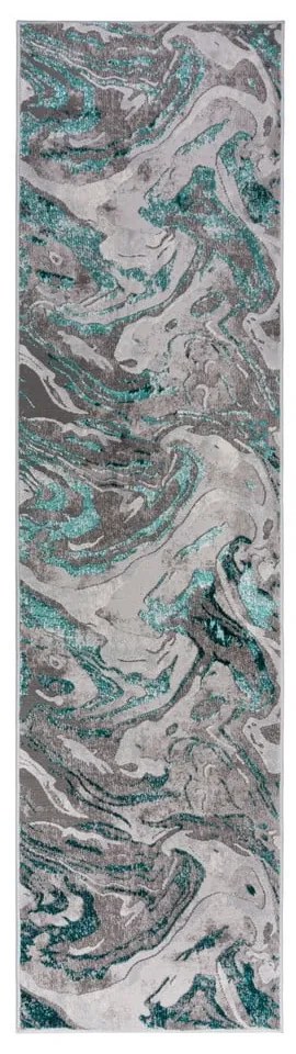 Szaro-turkusowy chodnik 60x230 cm Marbled – Flair Rugs