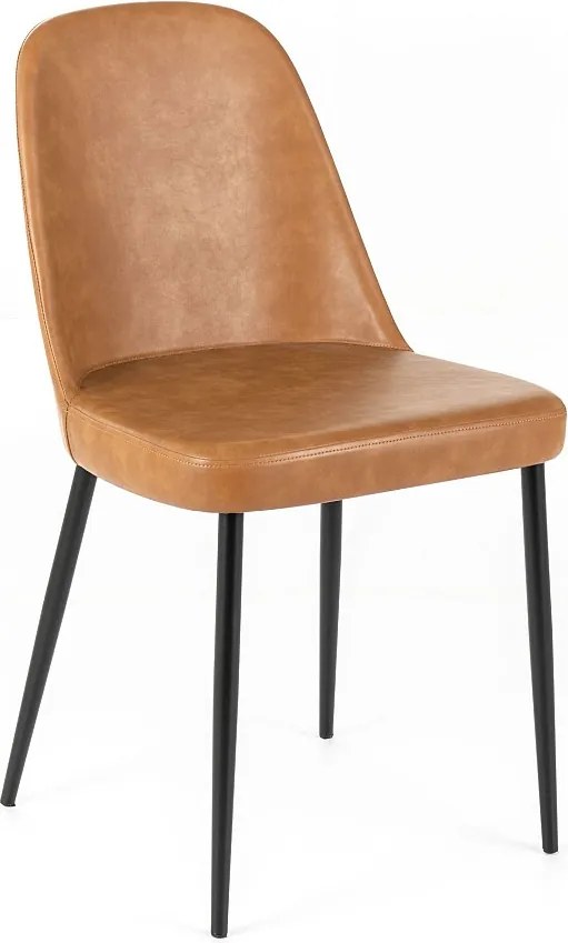 Zestaw 4 nowoczesnych krzeseł do jadalni w kolorze karmelowym "Damascus" obitych miękką w dotyku skórą ekologiczną