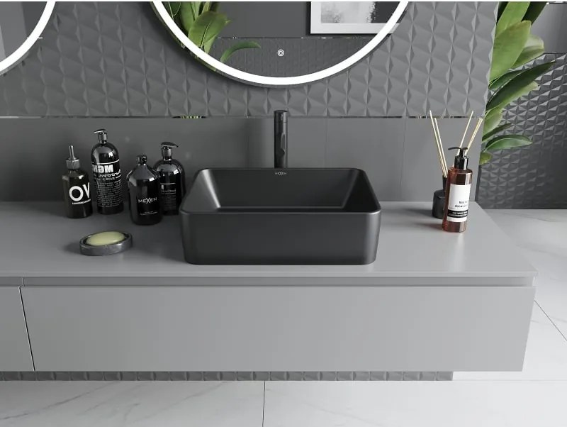 Mexen Catia umywalka nablatowa 48 x 37 cm, czarna mat - 21314885