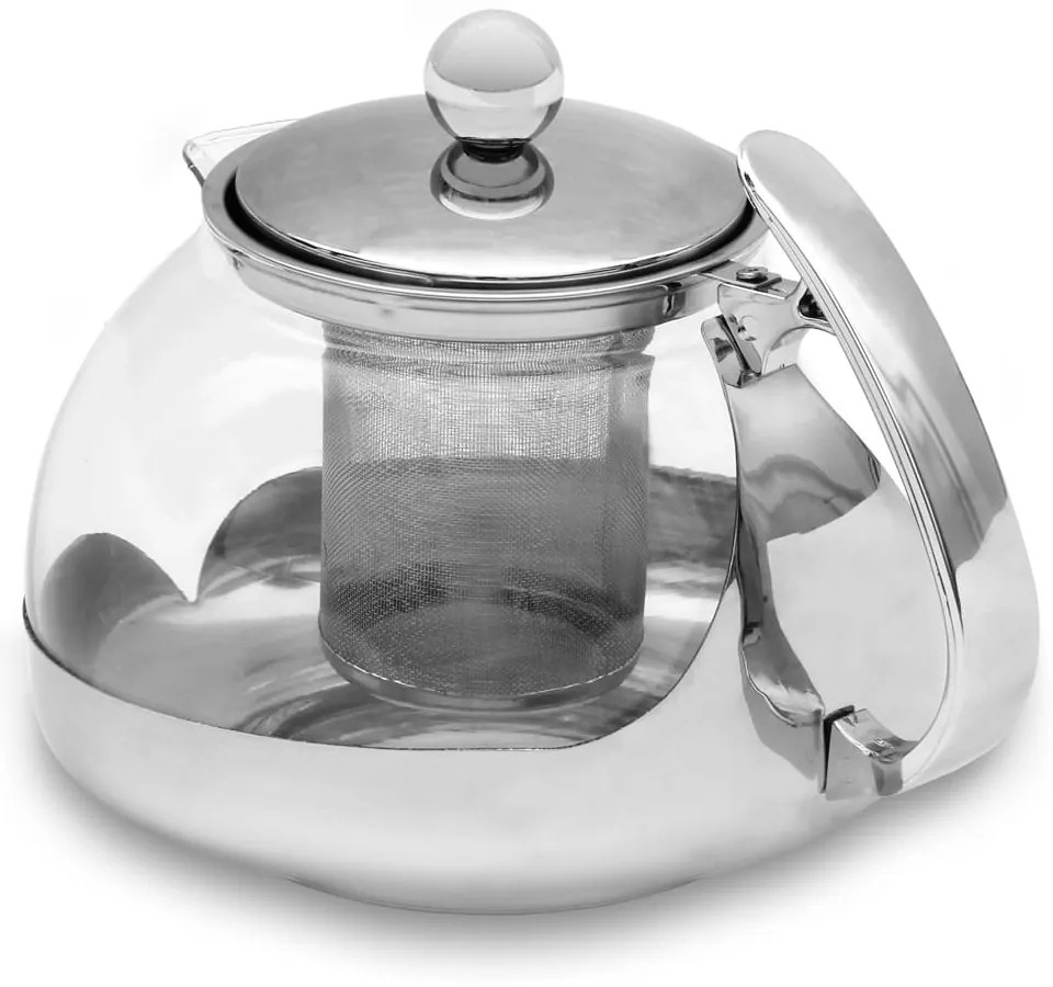 Monzana Zestaw do herbaty z sitkiem TEA 1,2L + 4 filiżanki, przezroczysty, srebrny
