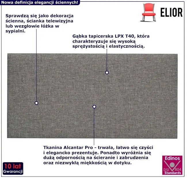 Jasnoszare materiałowe panele ścienne G3-N07