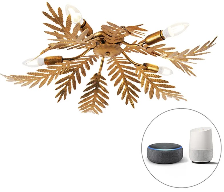 Lampa sufitowa w stylu vintage Smart Gold 70 cm z 5 WiFi B35 - Botanica