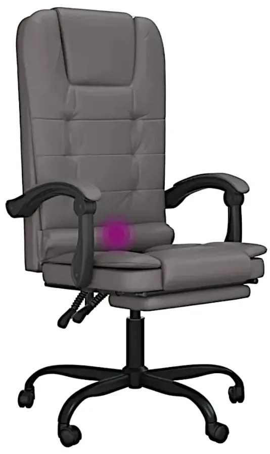 Szary masujący fotel biurowy z podnóżkiem M2-A58