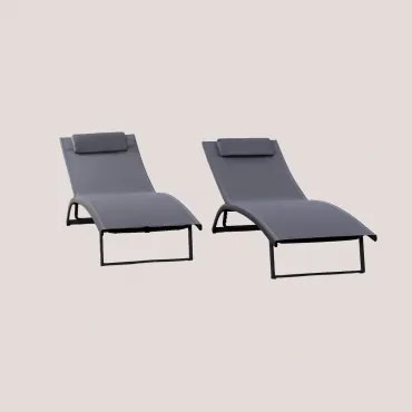 Zestaw 2 Aluminiowych Leżaków Z Regulowanym Oparciem I Poduszką Dulem Grafitowa Szarość - Sklum