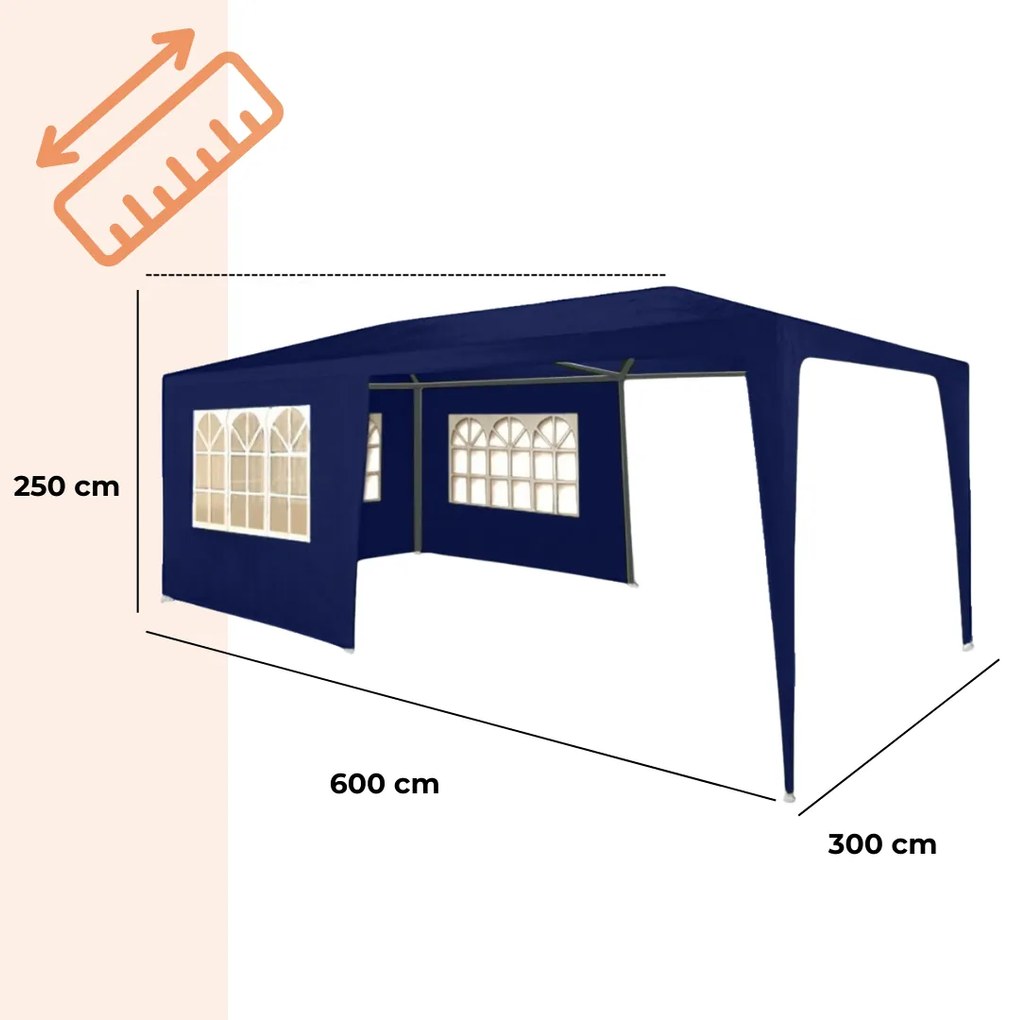 Namiot imprezowy NEAPOL, 3x6m, niebieska Jurhan