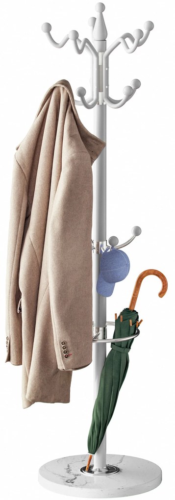 Wieszak stojący TENZY z marmurową podstawą, 37x173 cm, biały Casaria