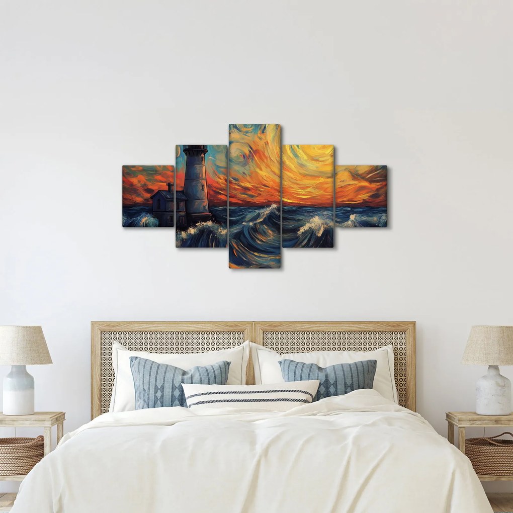 Obraz - Latarnia morska w falach (125x70 cm)