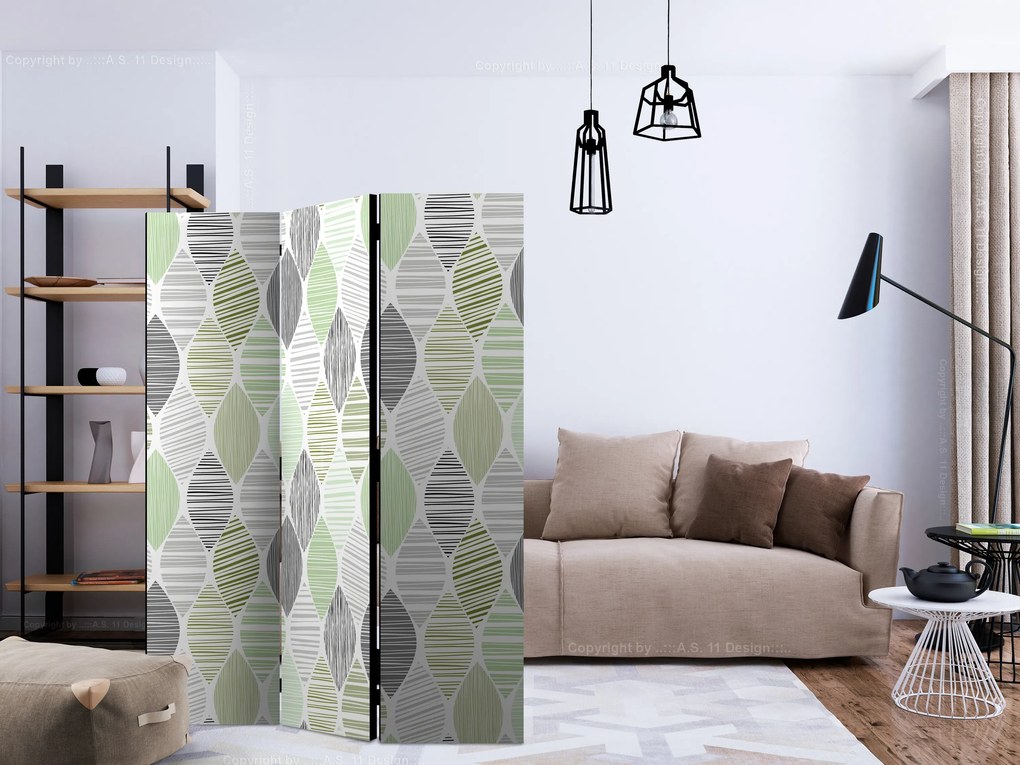 Parawan dwustronny Tła i desenie 135x172 cm 3-częściowy czarny ARTGEIST B