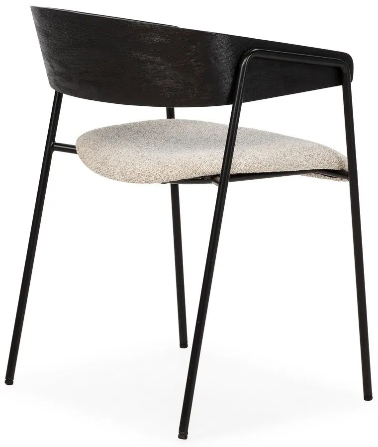 Czarne/beżowe tapicerowane fotele jadalniane zestaw z podłokietnikami 2 szt. Cora – MOME