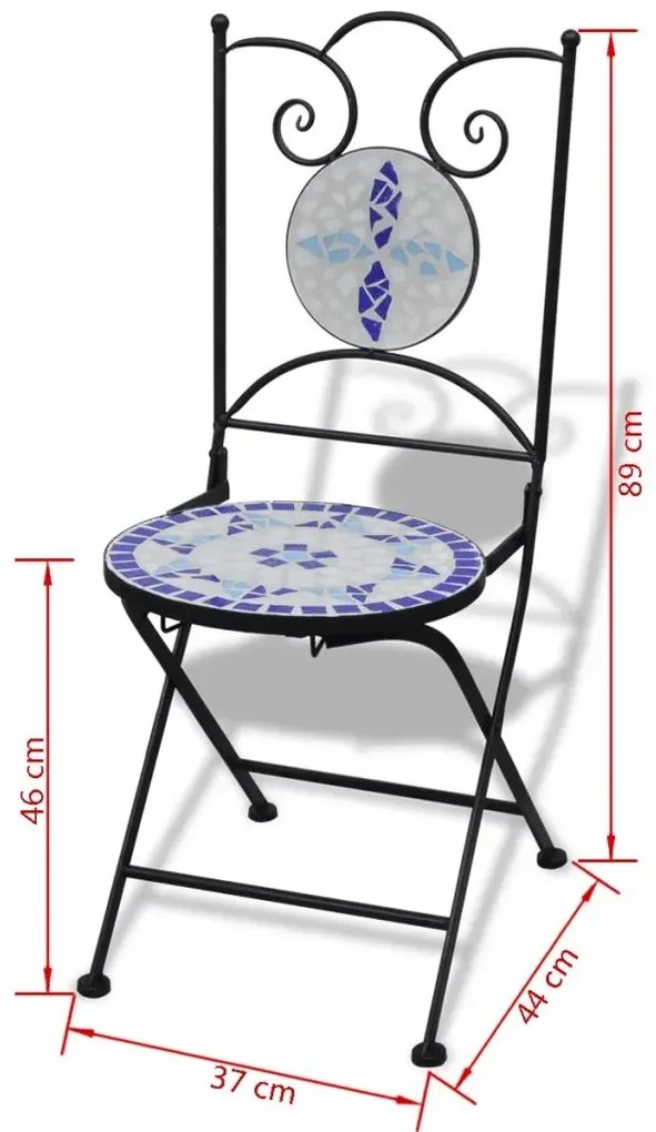 Zestaw ceramicznych krzeseł ogrodowych niebieski N9-W58