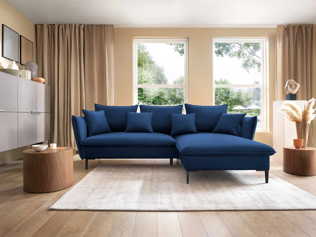 Masseno Narożnik SOLE z funkcją spania i pojemnikiem na pościel Narozniki L, Rozkładana sofa - Niebieski, RIVIERA 81