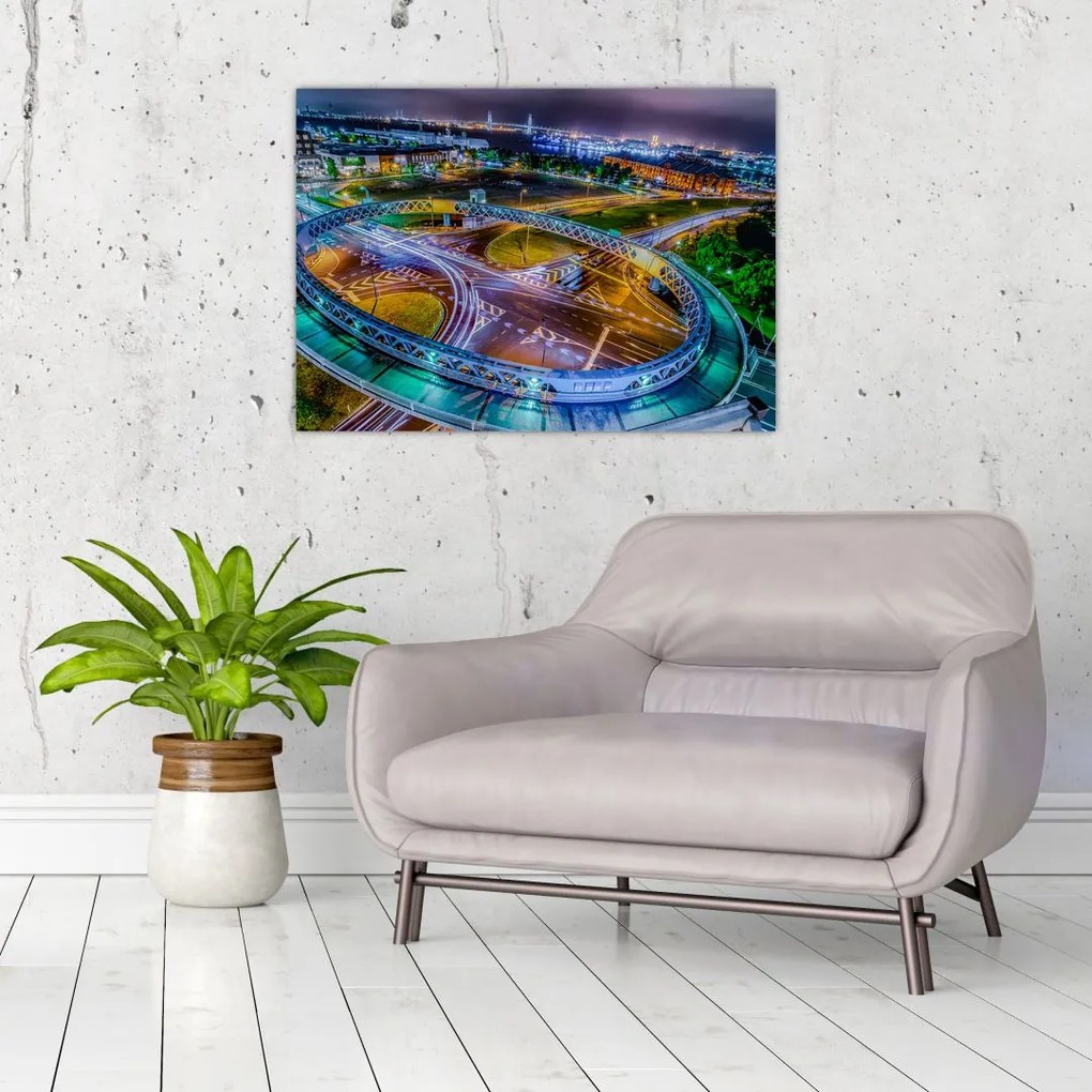 Obraz - nocna panorama miasta (70x50 cm)