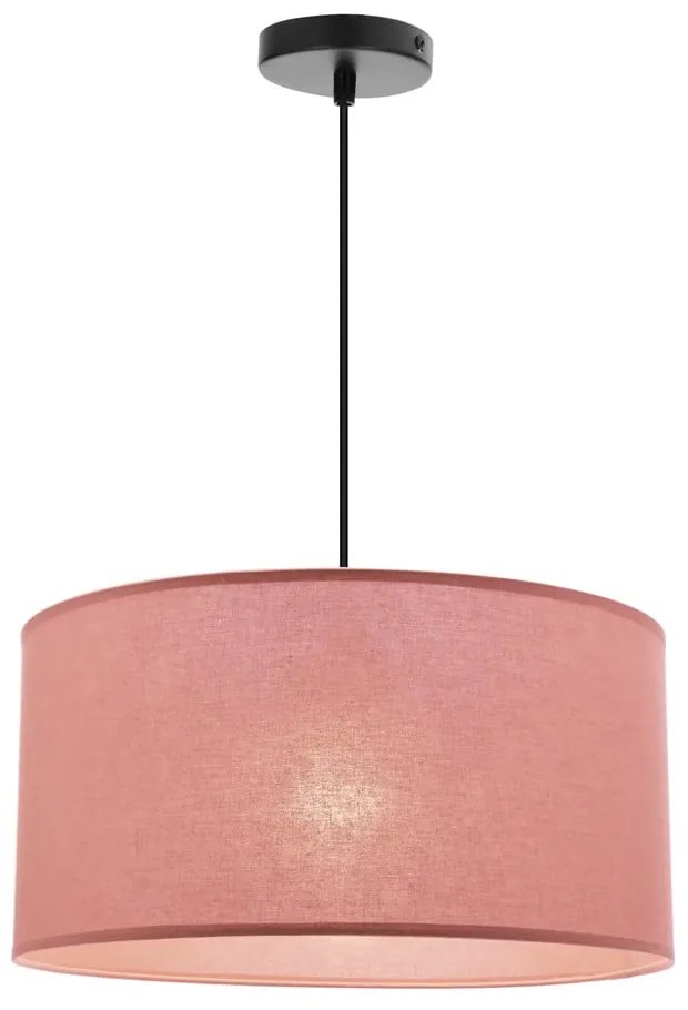 Różowa lampa wisząca z tekstylnym kloszem ø 40 cm Shanti – Candellux Lighting