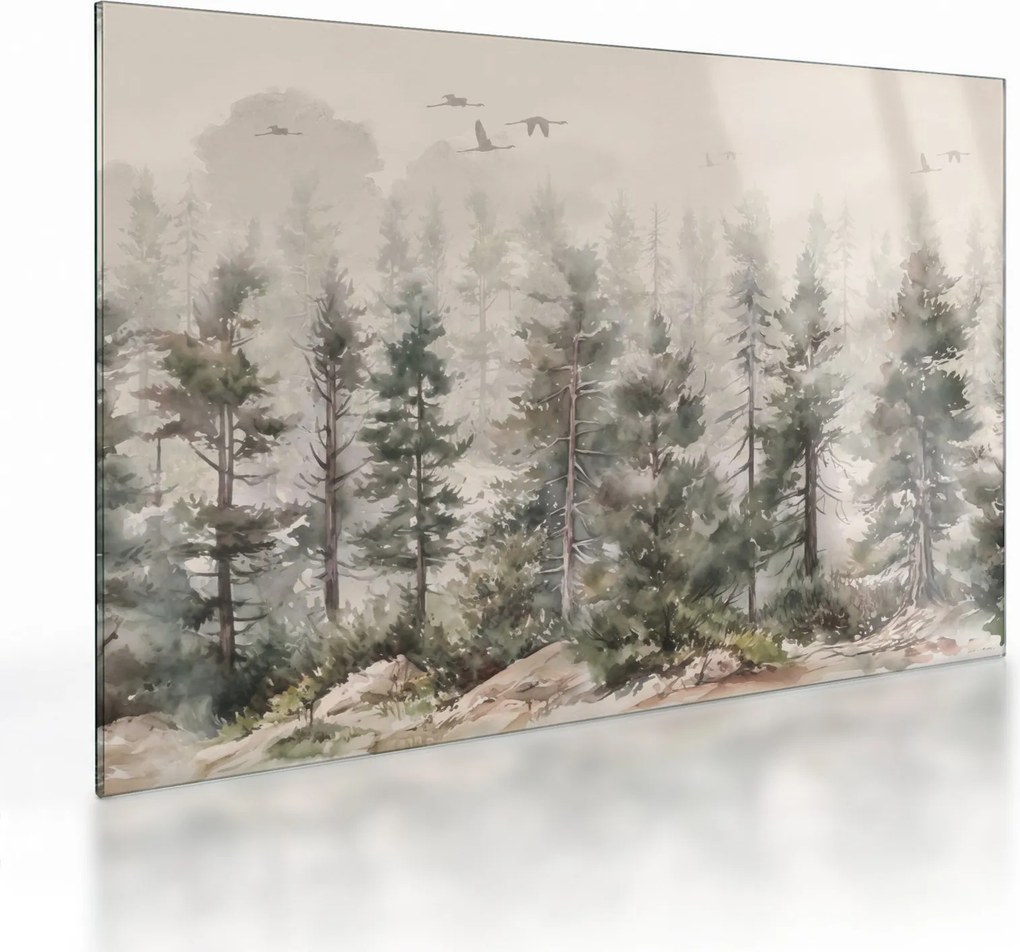 Obraz na szkle - Pine forest I., aquarel (70x50 cm)