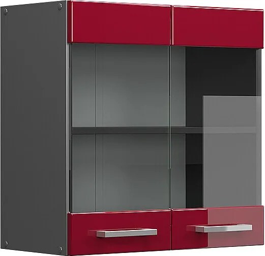 Szklana szafka kuchenna czerwony połysk 60x31x60 r-line
