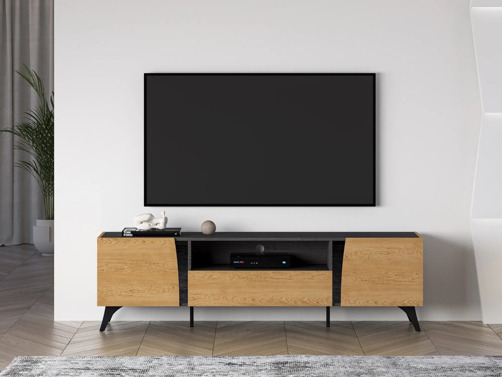 Szafka RTV HESTIA 2D1S dąb/czarny ML MEBLE