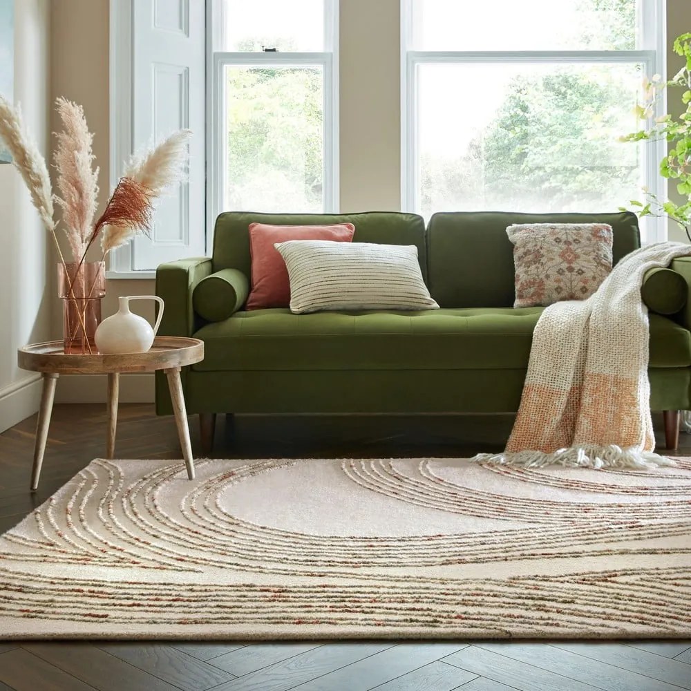 Pomarańczowy/kremowy wełniany dywan 120x170 cm Abstract Swirl – Flair Rugs