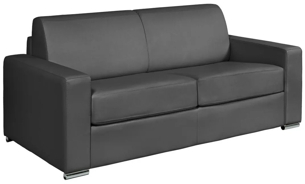 Kanapa 3-osobowa rozkładana typu express z szarej skóry bawolej - Miejsce do spania 140 cm - Materac 18 cm - CALITO