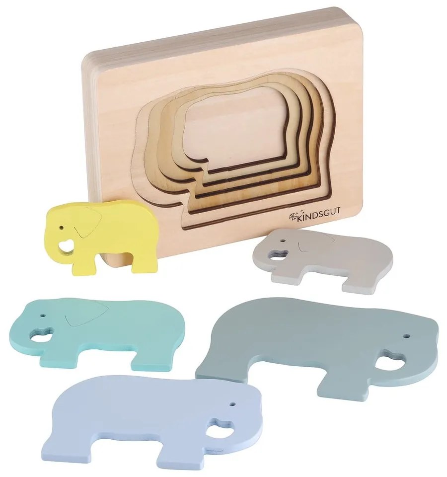 Dziecięce drewniane puzzle Kindsgut Elephant