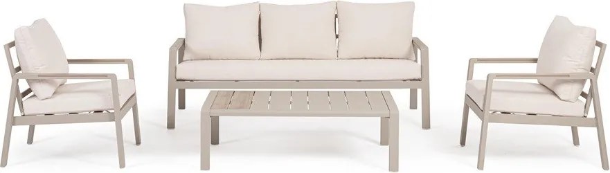 Beżowy aluminiowy zestaw mebli ogrodowych dla 5 osób Elna – Bizzotto
