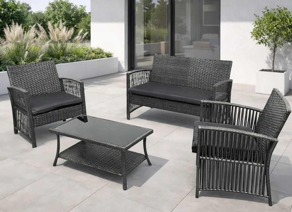 Zestaw mebli ogrodowych Solina, kolor szary, poduszki szare