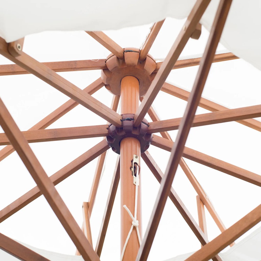 Outsunny Parasol ogrodowy z podwójnym dachem Drewniany kremowo-biały 2,7m Elegancka ochrona przeciwsłoneczna | Aosom PL