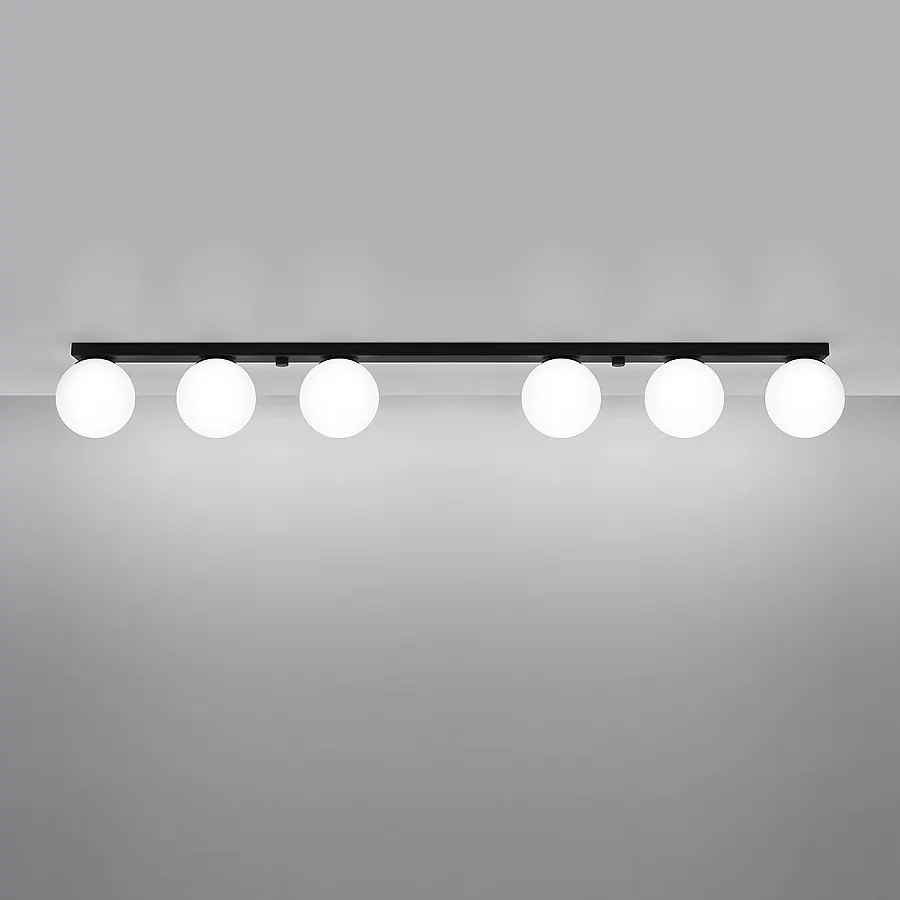 Plafony nowoczesny Zynfi, stal/szkło - 6 źródło światła 3000K - L.120 x H.14.5 cm - czarny