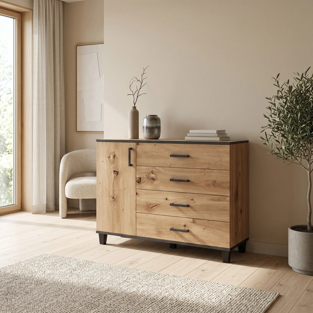Komoda CORTEZA 120 cm do Salonu Sypialni Dąb artisan
