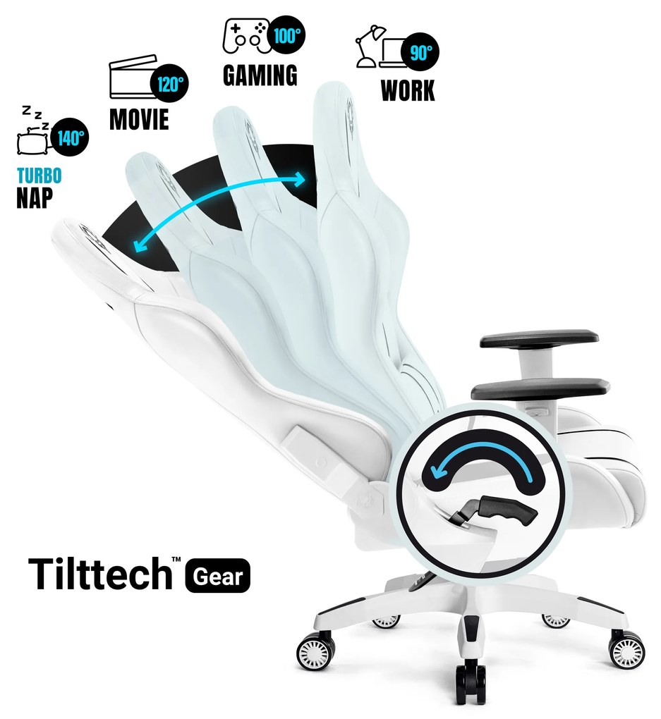 Fotel gamingowy Diablo X-One 2.0 Normal Size, biało-czarny