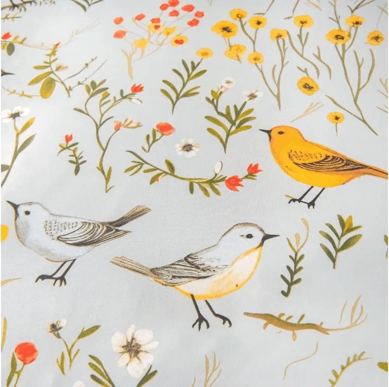 Poszewka na poduszkę z mikrofibry SPRING BIRDS 50x70 cm, kolorowy