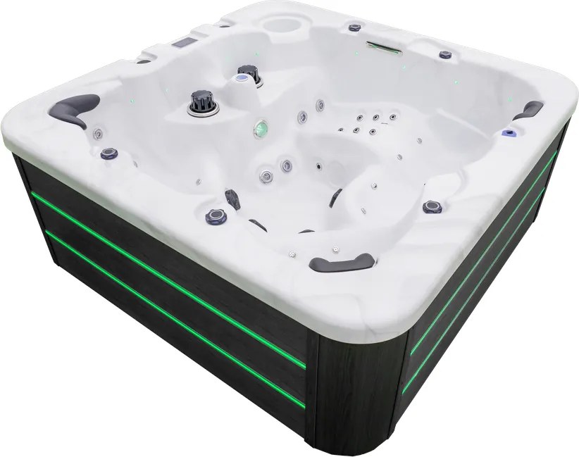 JACUZZI OGRODOWE PREMIUM WANNA  SPA 5-OSOBOWA WHITE OBUDOWA BROWN LED 230x230 CM