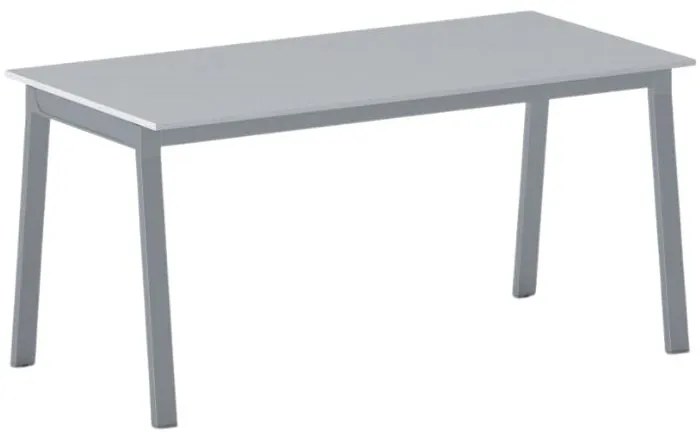 Stół konferencyjny do biura PRIMO BASIC, 160x80 cm, szaro-srebrna podstawa, szary
