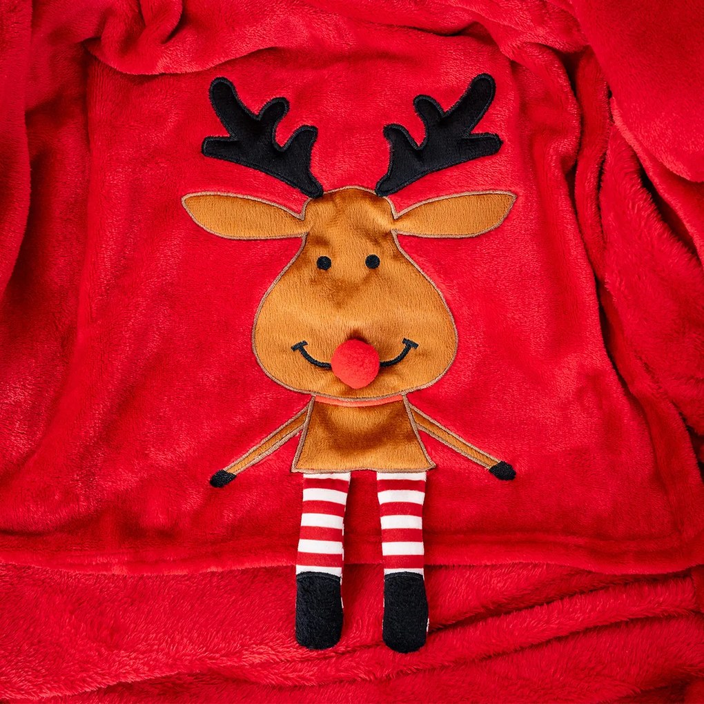 4Home Świąteczny koc Happy Reindeer, 150 x 200 cm