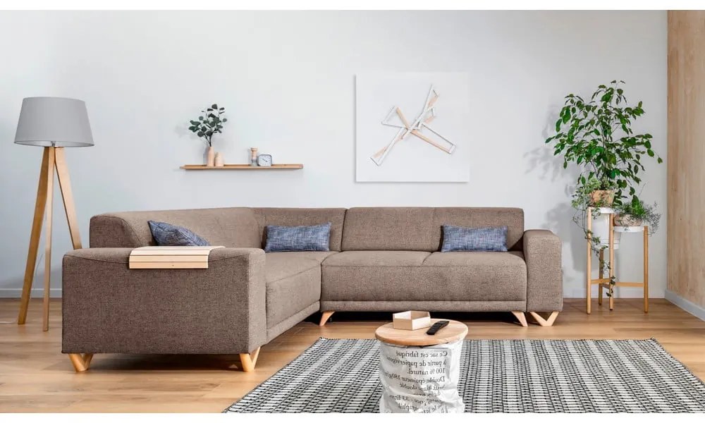 Brązowy rozkładany/ze schowkiem narożnik (lewostronny/w kształcie litery L) Classy Sophie – Miuform