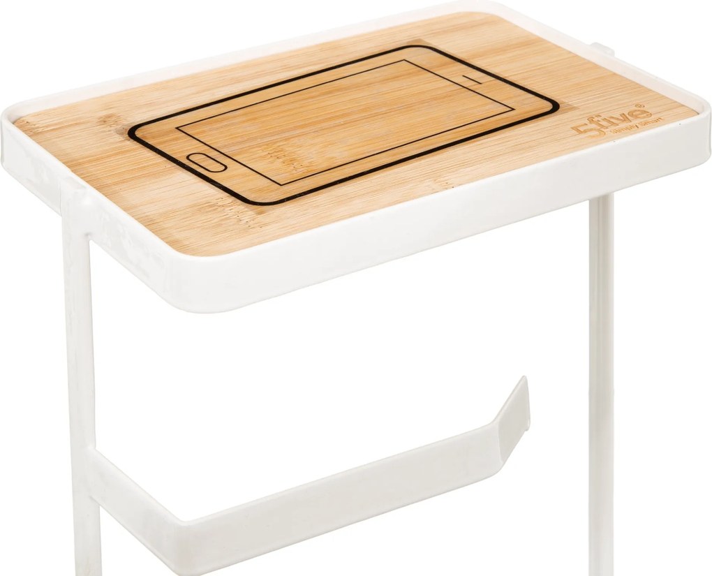 Stojak na papier toaletowy z zapasem, półka na telefon