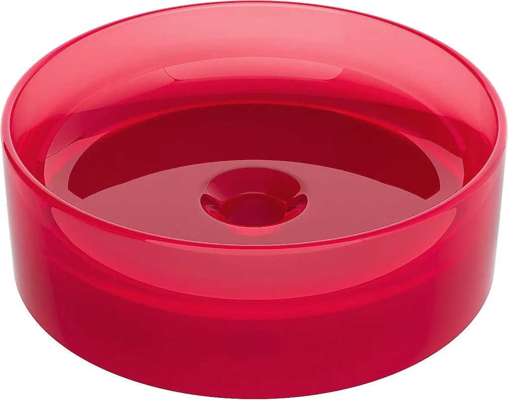 Umywalka nablatowa okrągła, przezroczysta, z żywicy - 40 cm - Czerwona - SPAVO