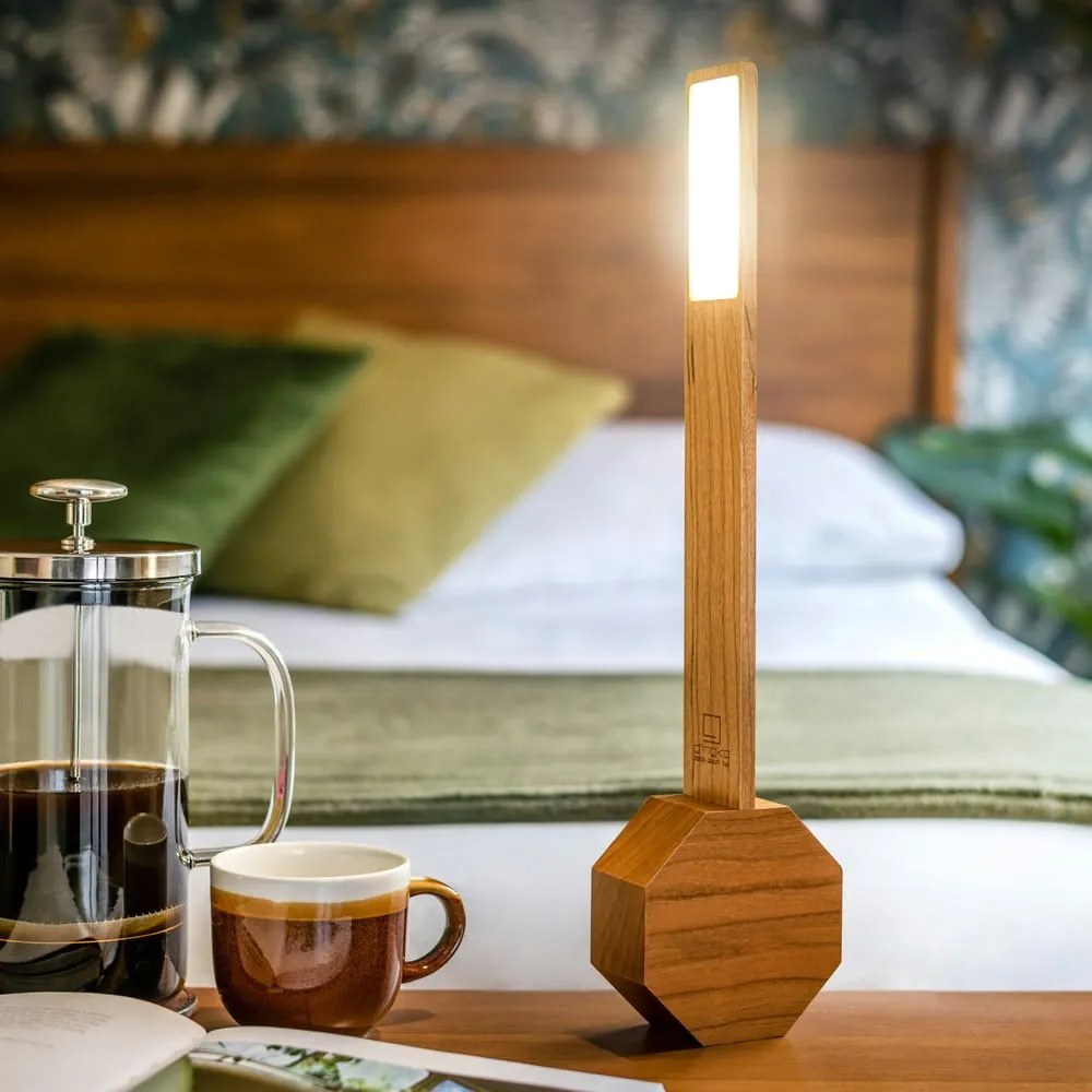 Ciemnobrązowa lampa stołowa LED w dekorze czereśni (wysokość 39,5 cm) Octagon One – Gingko