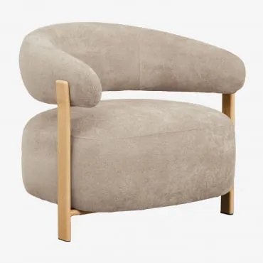 Zestaw 2 Foteli Z Tkaniny Chenille I Żelaza Jolie Brązowy Naturalne Drewno & Brązowa Szenila Pszeniczna - Sklum