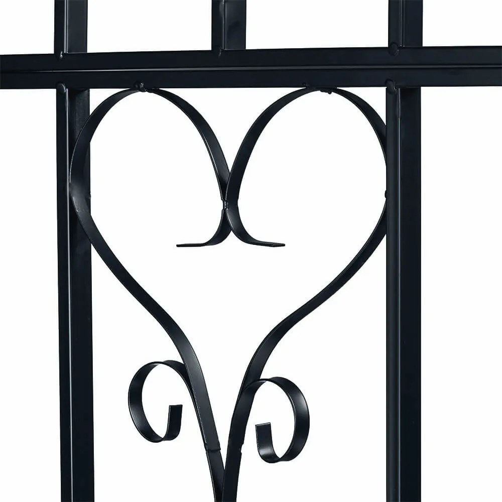 Ławka ogrodowa z różanym pergolą, koloru czarnego