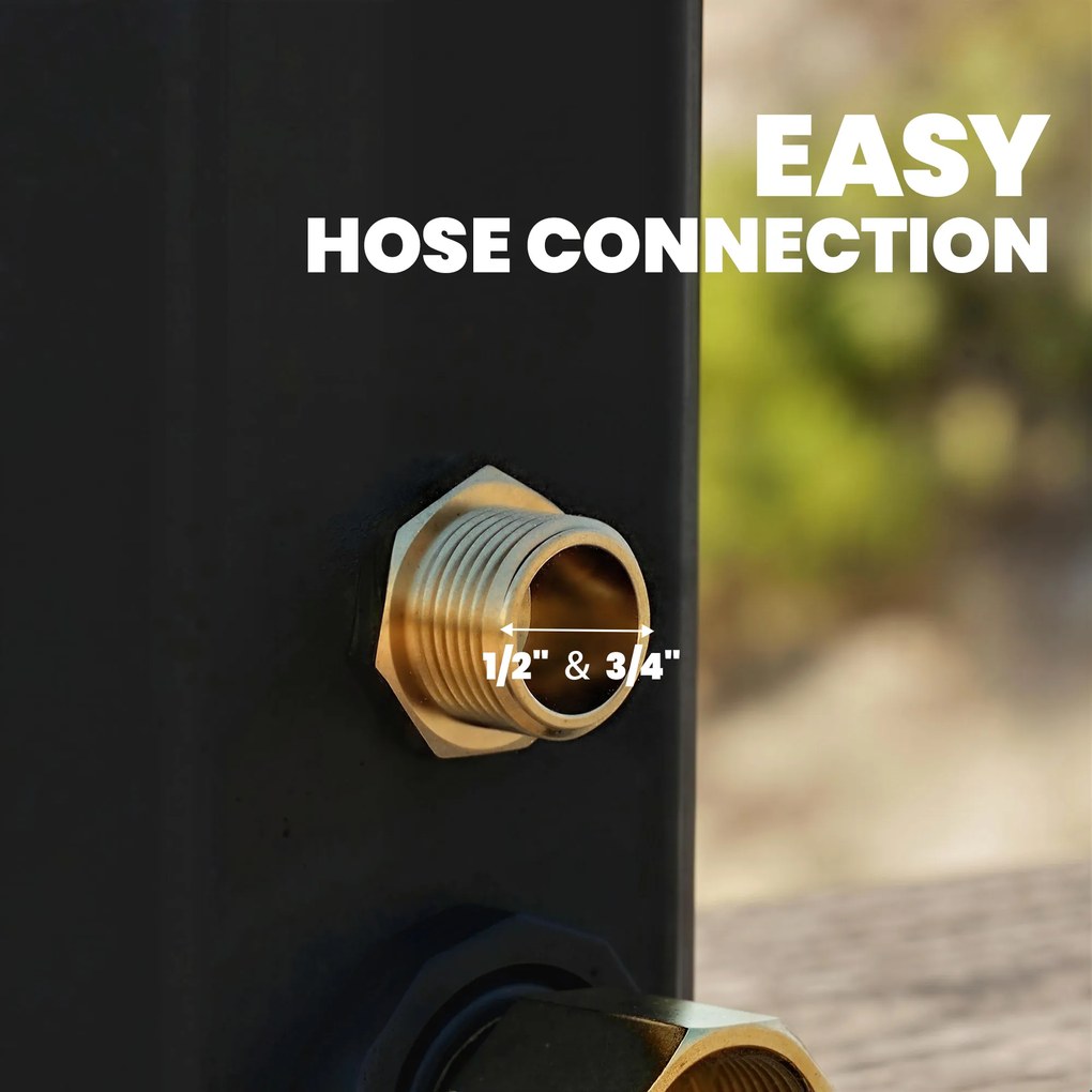 Outsunny Prysznic solarny 35L ogrodowy z ochroną przed mrozem, ruchomą głowicą prysznicową, kranem, przyłączem do węża ogrodowego | Aosom PL