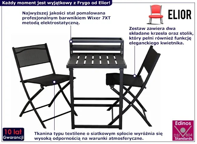 3 częściowy składany zestaw mebli na balkon - Frygo