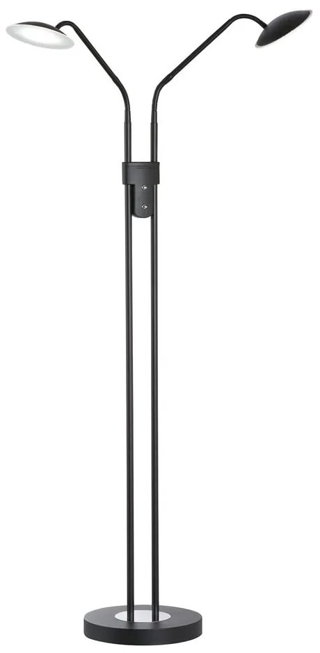 Czarna lampa stojąca LED ze ściemniaczem i szklanym kloszem (wysokość 135 cm) Tallri – Fischer &amp; Honsel