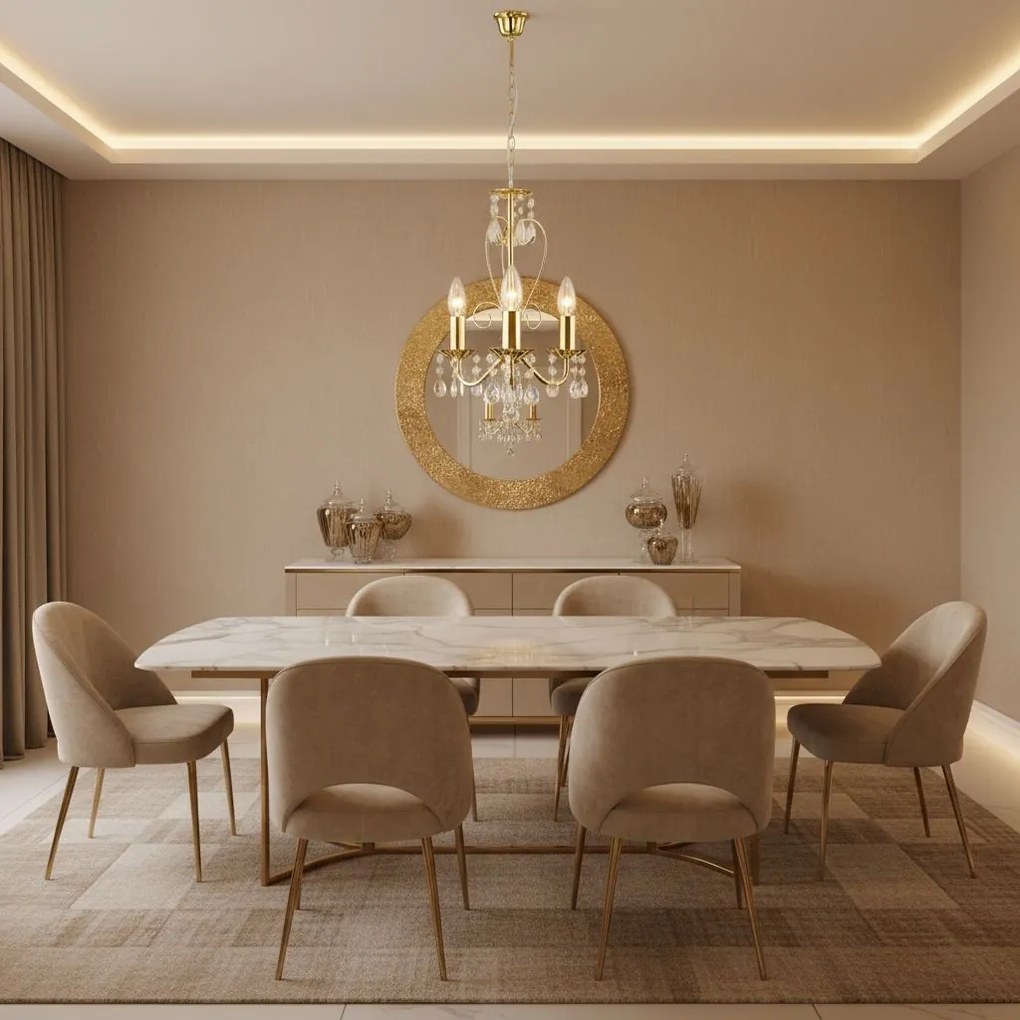 LAMPA SUFITOWA WISZĄCA EBT012-3CP ZŁOTA