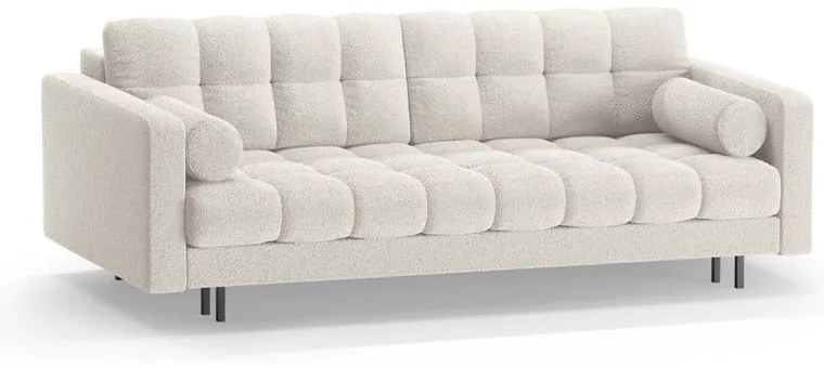 Kremowa rozkładana sofa ze schowkiem z materiału bouclé 222 cm Bali – Cosmopolitan Design