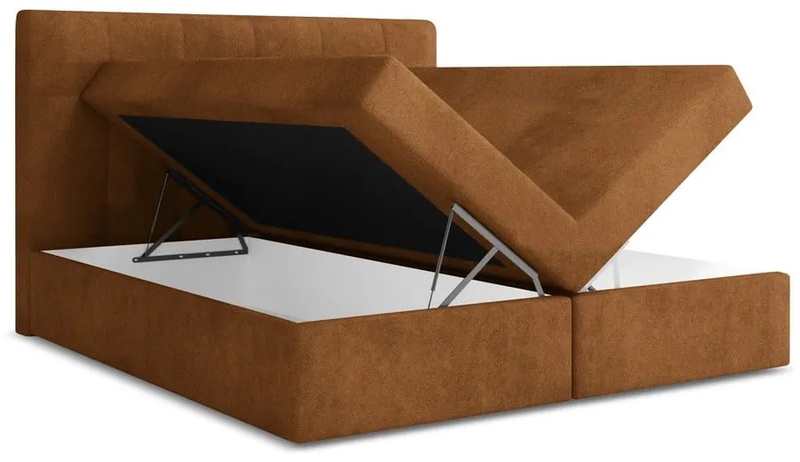 Łóżko kontynentalne ze schowkiem 160x200 cm w kolorze terakoty Palta – Makamii