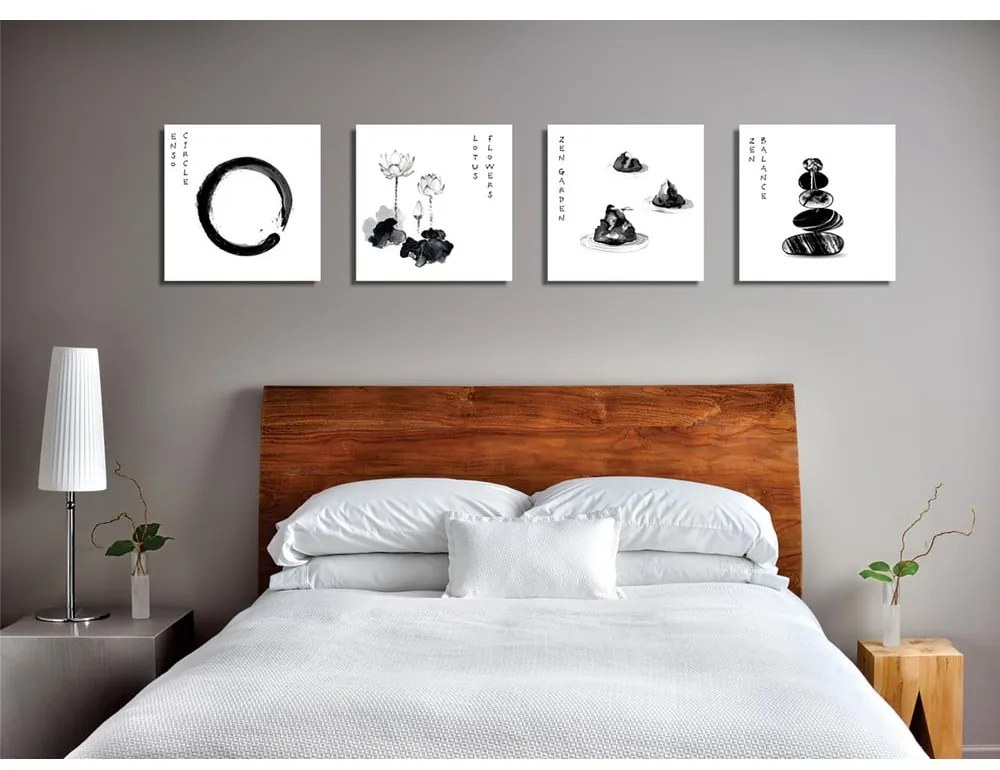 Obrazy zestaw 4 szt. 30x30 cm Japanese Zen – Wallity